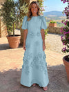 Jersey A-Line Crew Neck Mother of the Bride Dresses with 3D Flowers