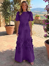 Jersey A-Line Crew Neck Mother of the Bride Dresses with 3D Flowers