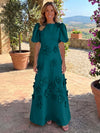 Jersey A-Line Crew Neck Mother of the Bride Dresses with 3D Flowers