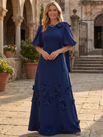 Jersey A-Line Crew Neck Mother of the Bride Dresses with Bow