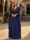 Chiffon A-Line V Neck Mother of the Bride Dresses with Ruched Waist Detail