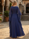 Chiffon A-Line V Neck Mother of the Bride Dresses with Ruched Waist Detail