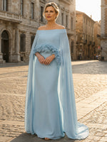 Chiffon Sheath Off Shoulder Mother of the Bride Dresses with Wraps