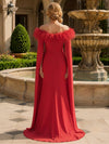 Chiffon Mermaid Off Shoulder Mother of the Bride Dresses with Feathers