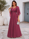 Chiffon A-Line V Neck Maxi Mother of the Bride Dresses with Lace Applique