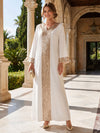 Jersey A-Line Asymmetric Neck Maxi Mother of the Bride Dresses with Center Front Vertical Gold Sequin Panel