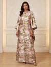 Jacquard A-Line Boat Neck Maxi Mother of the Bride Dresses with Rhinestone