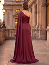 Satin Mermaid One Shoulder Maxi Mother of the Bride Dresses with Rhinestone