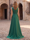Jersey A-Line Boat Neck Maxi Mother of the Bride Dresses with Rhinestone