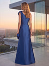 Satin A-Line One Shoulder Maxi Mother of the Bride Dresses with 3D Flowers