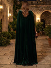 Velvet Sheath Crew Neck Maxi Mother of the Bride Dresses with Caps