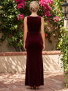 Velvet Mermaid Boat Neck Maxi Mother of the Bride Dresses with Side Slit
