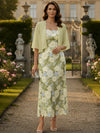 3D Flower Appliques Sheath Strapless Maxi Mother of the Bride Dresses with Caps