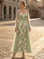3D Flower Appliques A-Line Sweetheart Maxi Mother of the Bride Dresses with Pleated