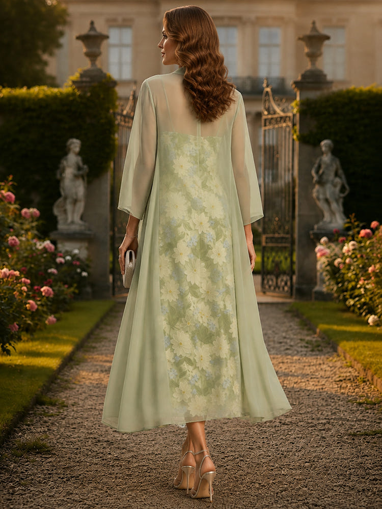 3D Flower Appliques Sheath Spaghetti Straps Maxi Mother of the Bride Dresses with Jacket