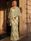 3D Flower Appliques Sheath Strapless Maxi Mother of the Bride Dresses with Caps