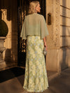 3D Flower Appliques Sheath Strapless Maxi Mother of the Bride Dresses with Caps