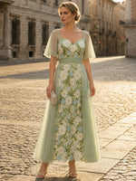 3D Flower Appliques A-Line Sweetheart Maxi Mother of the Bride Dresses with Wide Ruched Chiffon Waistband