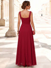 3D Flower Lace A-Line Square Neck Maxi Mother of the Bride Dresses with Ruffles