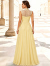3D Flower Lace A-Line High Lace Illusion Neckline Maxi Mother of the Bride Dresses with Lace Applique