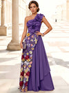 3D Flower Lace A-Line One Shoulder Maxi Mother of the Bride Dresses with 3D Flowers