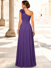 3D Flower Lace A-Line One Shoulder Maxi Mother of the Bride Dresses with 3D Flowers
