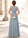 3D Flower Lace A-Line V Neck Maxi Mother of the Bride Dresses with Ruffles