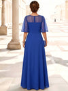 3D Flower Lace A-Line Crew Neck Maxi Mother of the Bride Dresses with Ruffles