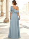 3D Flower Lace A-Line One Shoulder Maxi Mother of the Bride Dresses with 3D Flowers