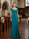 Jersey Mermaid Off Shoulder Maxi Mother of the Bride Dresses with Floral Lace Applique