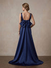Satin Sheath V Neck Maxi Mother of the Bride Dresses with Wraps