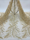 Mesh Sheath Asymmetric Neck Maxi Mother of the Bride Dresses with Feather‑Leaf Sequin Embroidery
