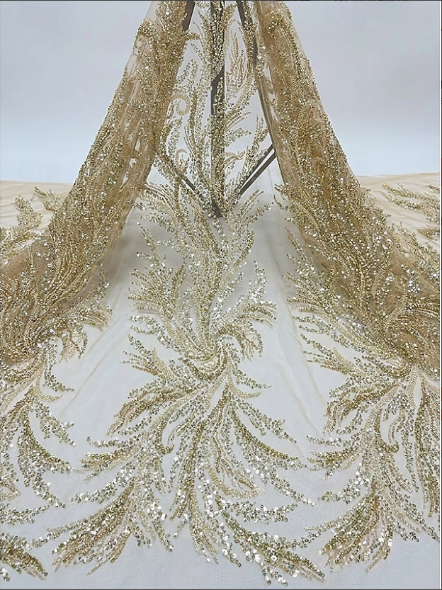 Mesh Sheath Asymmetric Neck Maxi Mother of the Bride Dresses with Feather‑Leaf Sequin Embroidery