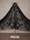 Satin A-Line Stand Collar Maxi Mother of the Bride Dresses with Feather‑Leaf Sequin Embroidery