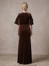 Velvet Sheath Boat Neck Maxi Mother of the Bride Dresses with Cold‑Shoulder Cutout