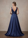 Satin A-Line V Neck Maxi Mother of the Bride Dresses with Wraps