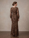 Mesh Mermaid V Neck Maxi Mother of the Bride Dresses with 3D Flower Appliques