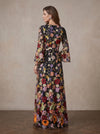 3D Flower Lace A-Line Boat Neck Maxi Mother of the Bride Dresses with 3D Flower Appliques