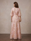 Mesh A-Line V Neck Maxi Mother of the Bride Dresses with Floral