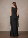 Chiffon Mermaid Crew Neck Maxi Mother of the Bride Dresses with Shawl