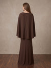 Classic Elegant Long V Neck Mermaid Maxi Mother of the Bride Dresses with Caps
