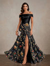 Chiffon A-Line Off Shoulder Maxi Mother of the Bride Dresses with Side Slit