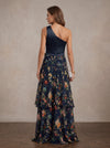 Chiffon A-Line One Shoulder Maxi Mother of the Bride Dresses with Floral Print