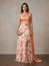 Chiffon A-Line One Shoulder Maxi Mother of the Bride Dresses with Flowing Sash