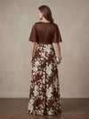 Chiffon A-Line V Neck Maxi Mother of the Bride Dresses with Floral Print
