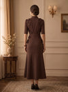 Jersey A-Line High Neck Midi Mother of the Bride Dresses with 3D Flowers