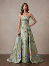 Satin A-Line Strapless Maxi Mother of the Bride Dresses with Floral Print