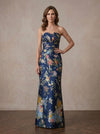 Satin Sheath Strapless Maxi Mother of the Bride Dresses with Floral Print