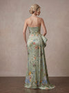 Satin A-Line Strapless Maxi Mother of the Bride Dresses with Sweep Train