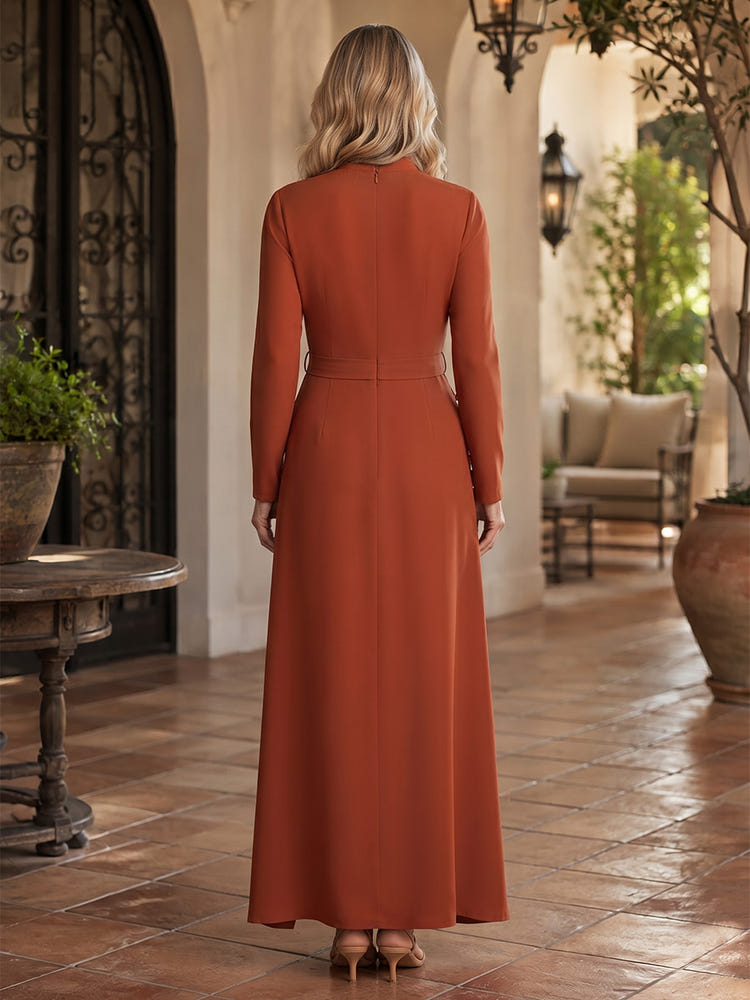 Jersey Sheath Notched Lapel Blazer Collar Midi Mother of the Bride Dresses with Faux Leather Belt